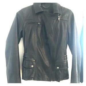 Black Banana Republic leather moto jacket